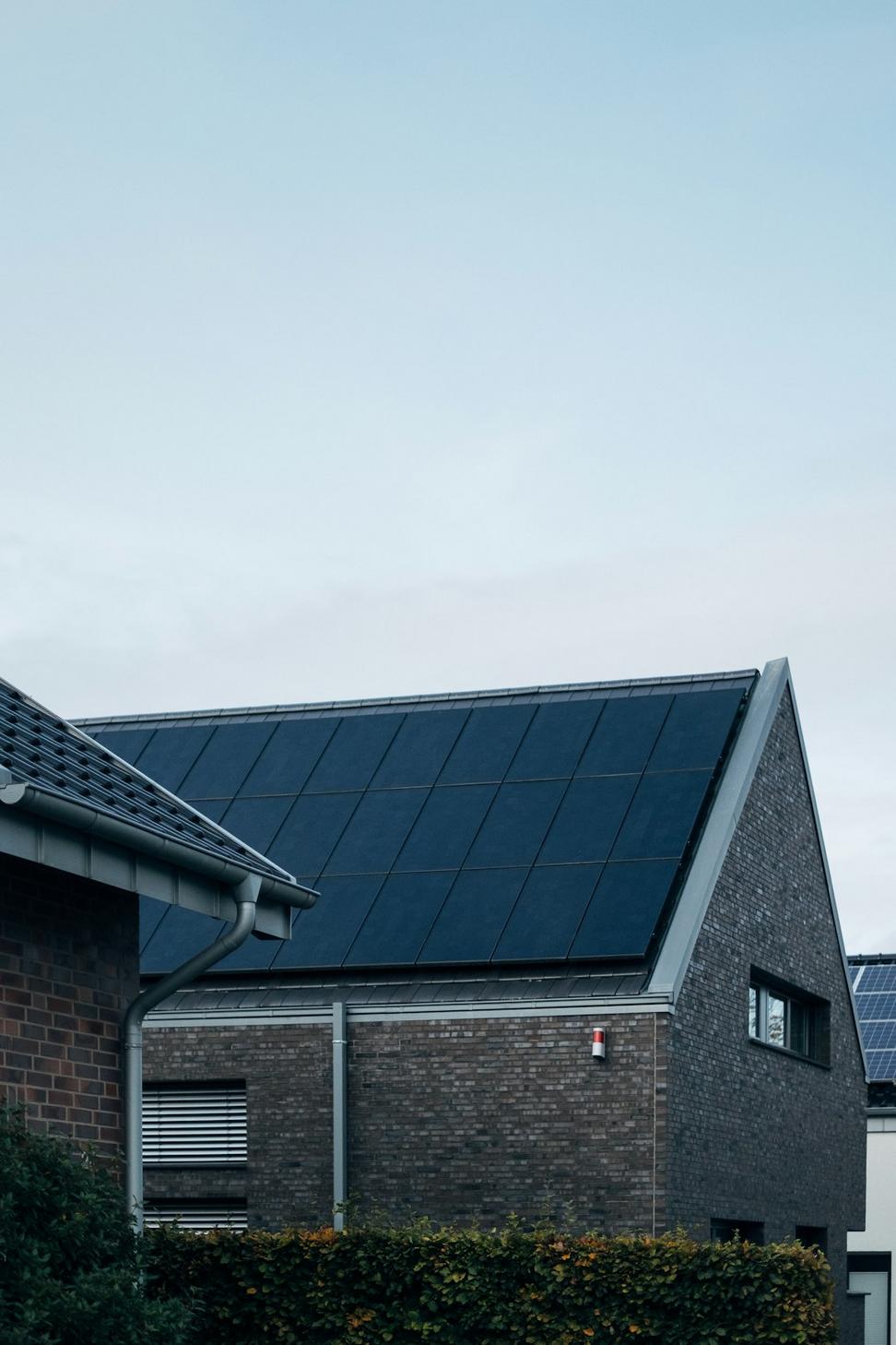 Sustainable building with solar panels